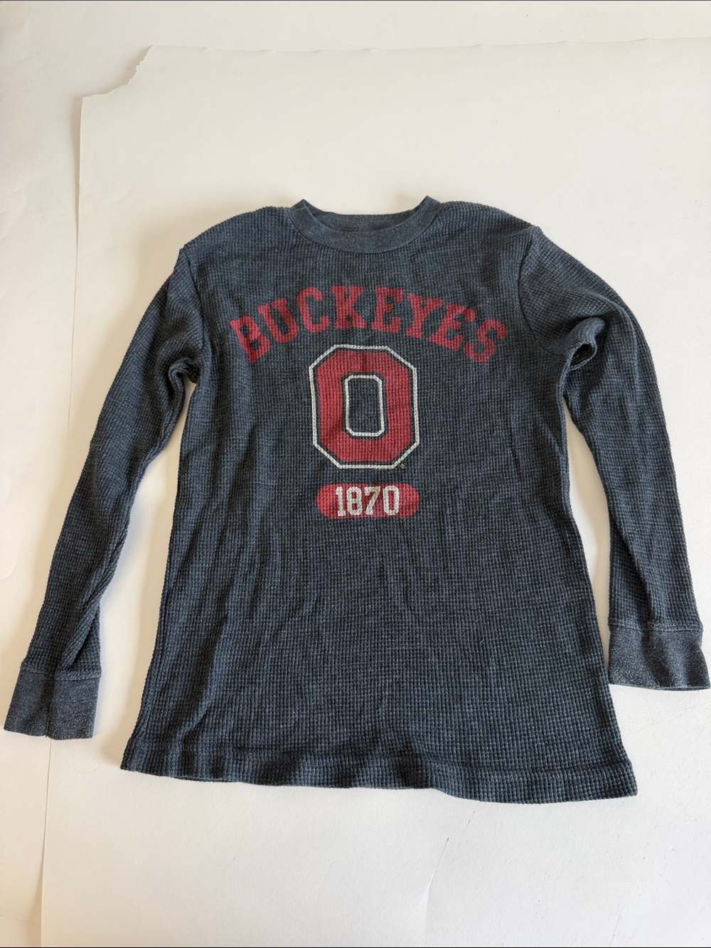 Graphic Long Sleeve Kids Shirt - Charcoal with Red Logo